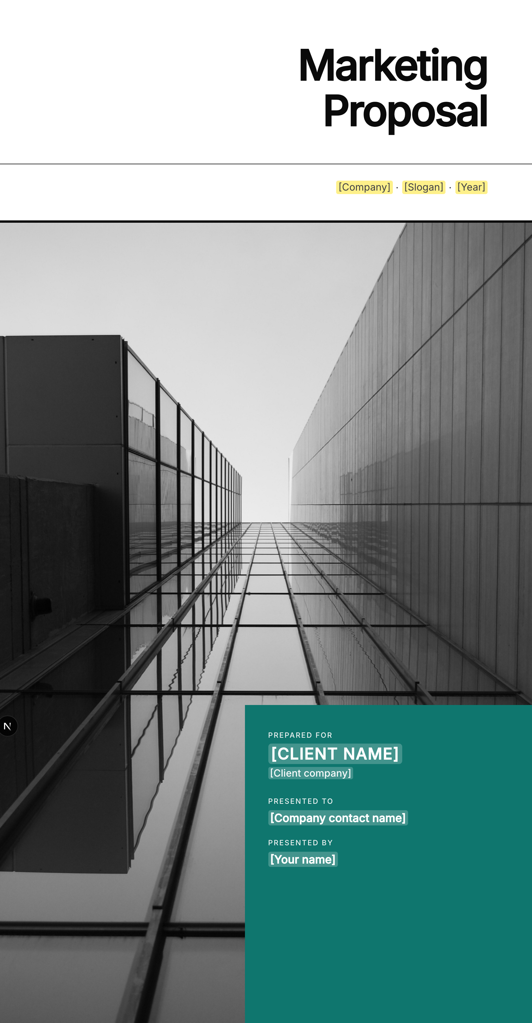 Marketing proposal aesthetic preview illustrating agency-ready collateral