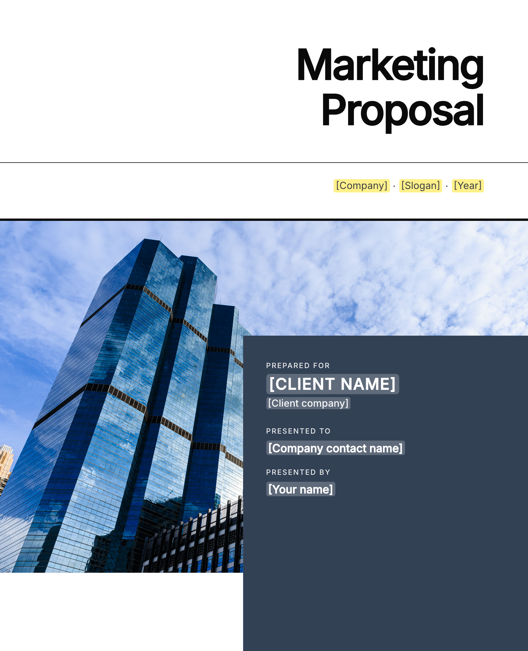 Proposal-style layout freelancers often export from templates before sharing securely